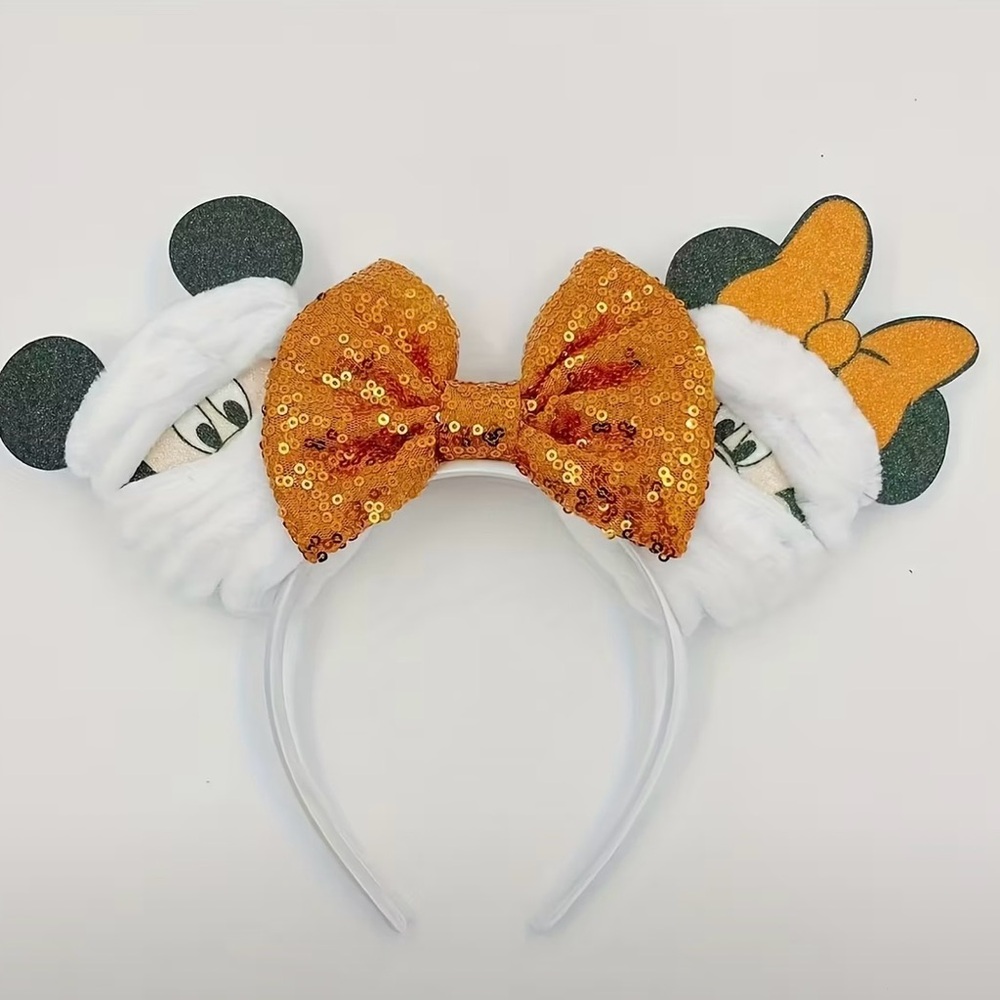 Sequin Orange Bow Halloween Headband